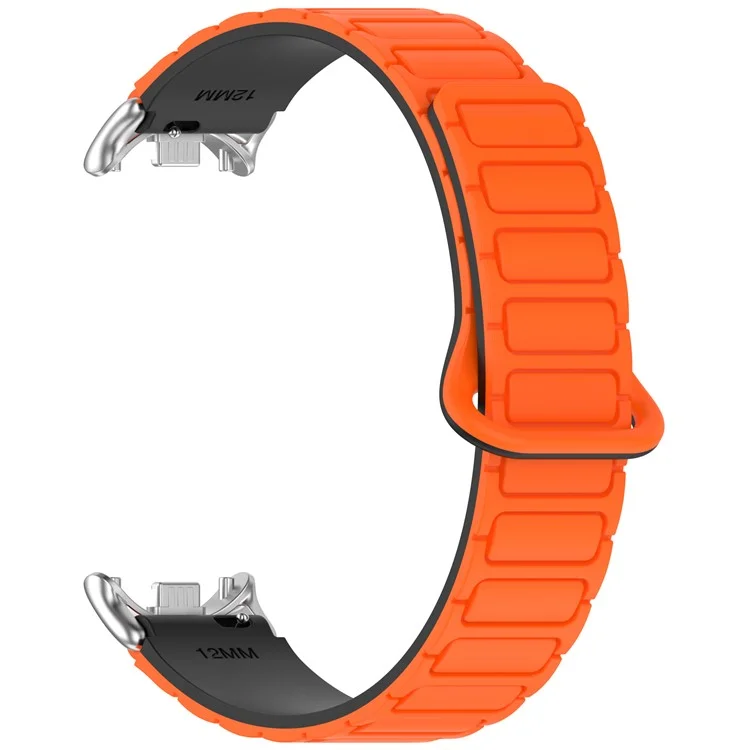 Bracelet magnétique en silicone pour Xiaomi Smart Band 9 NFC / 9 / 8 NFC / 8 Bracelet de remplacement avec connecteurs - Orange+Noir