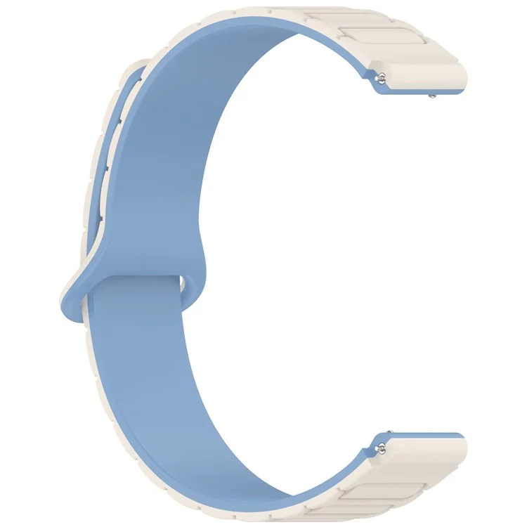 Magnetic Silicone Strap for Xiaomi Smart Band 9 NFC / 9 / 8 NFC / 8 Replacement Wristband with Connectors - White+Blue