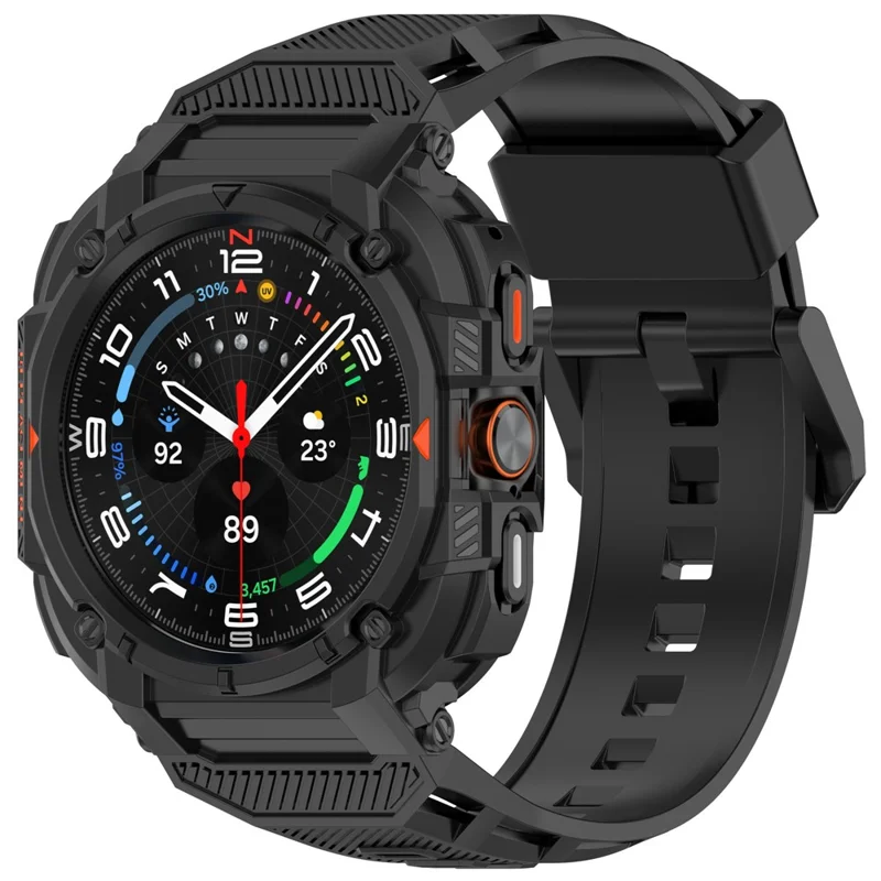 Pour Samsung Galaxy Watch Ultra 47mm Bracelet de montre TPU Blindé Antichoc avec Boîtier Intégré - Noir