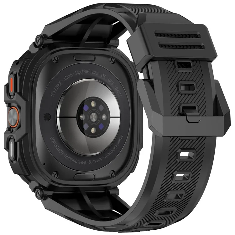 Pour Samsung Galaxy Watch Ultra 47mm Bracelet de montre TPU Blindé Antichoc avec Boîtier Intégré - Noir