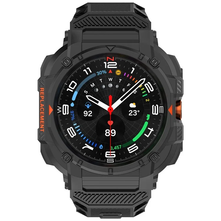 Pour Samsung Galaxy Watch Ultra 47mm Bracelet de montre TPU Blindé Antichoc avec Boîtier Intégré - Noir
