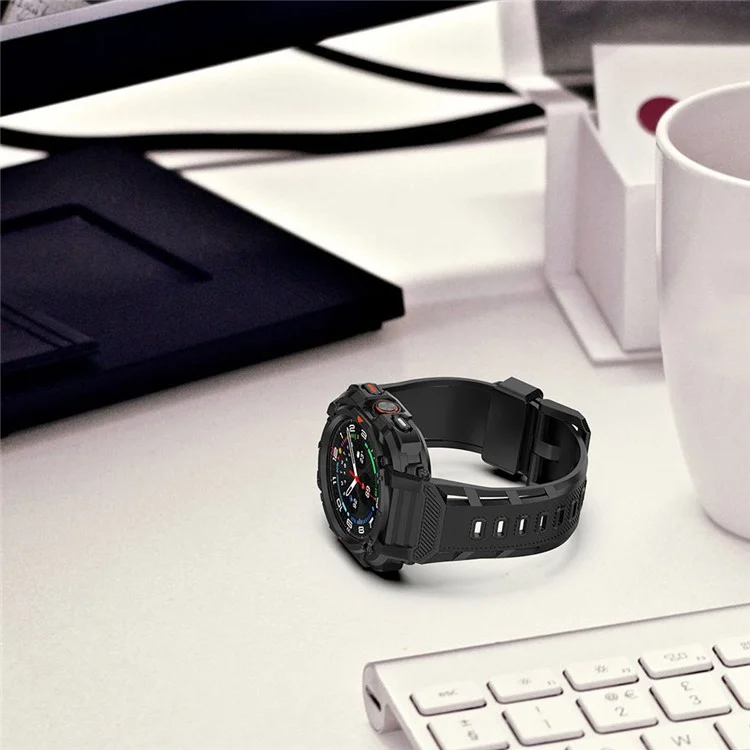 Pour Samsung Galaxy Watch Ultra 47mm Bracelet de montre TPU Blindé Antichoc avec Boîtier Intégré - Noir