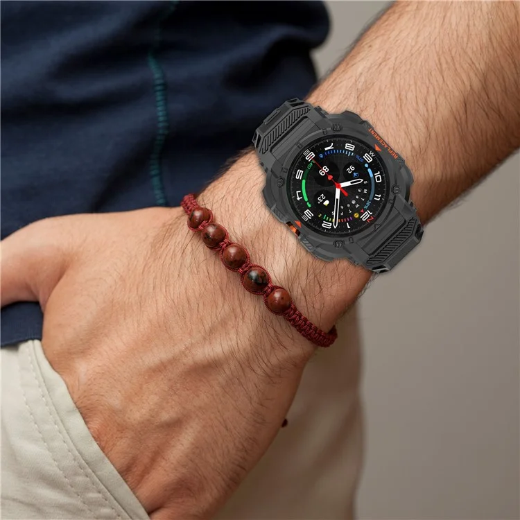 Pour Samsung Galaxy Watch Ultra 47mm Bracelet de montre TPU Blindé Antichoc avec Boîtier Intégré - Noir