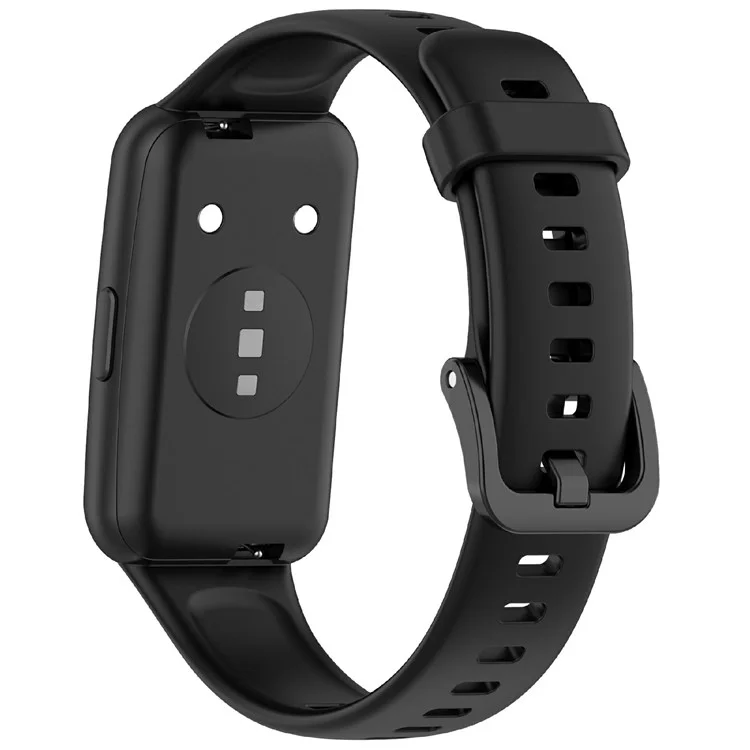 For Huawei Band 7 Silicone Watch Band Solid Color Replacement Strap - Black