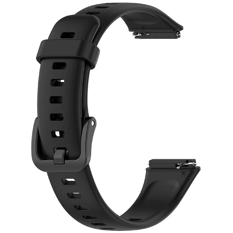 For Huawei Band 7 Silicone Watch Band Solid Color Replacement Strap - Black