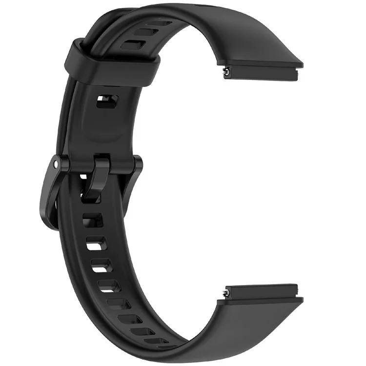 For Huawei Band 7 Silicone Watch Band Solid Color Replacement Strap - Black