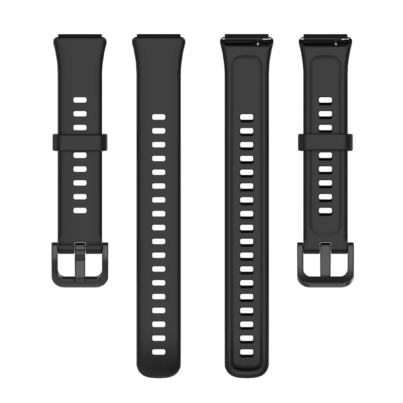 For Huawei Band 7 Silicone Watch Band Solid Color Replacement Strap - Black