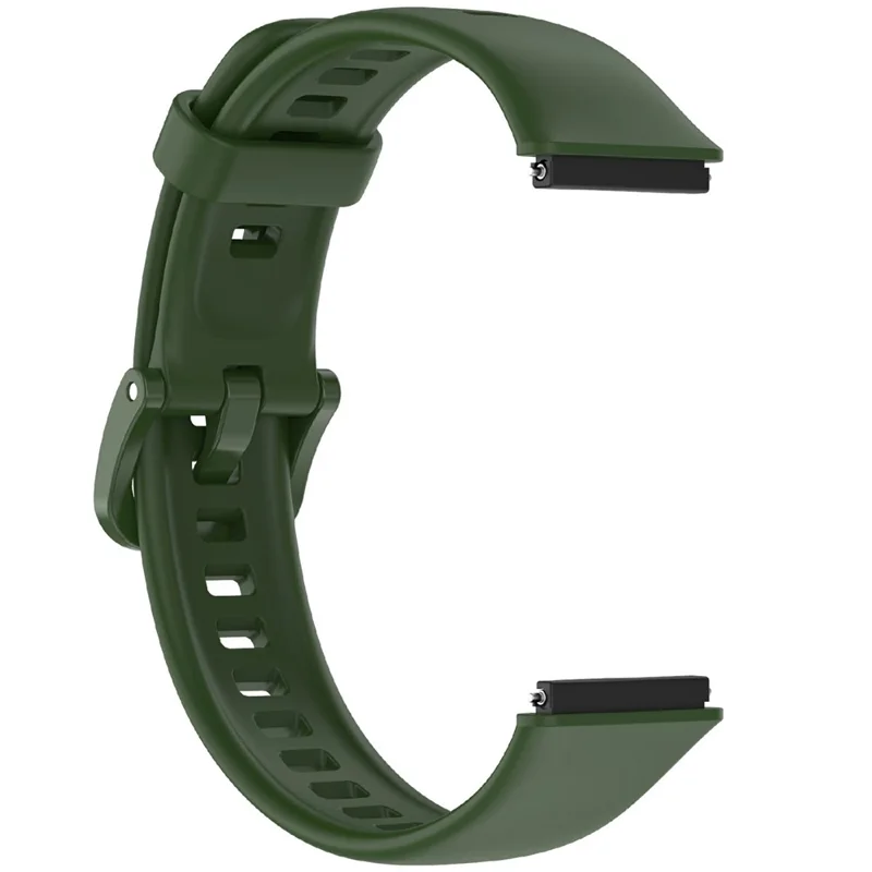 For Huawei Band 7 Silicone Watch Band Solid Color Replacement Strap - Army Green