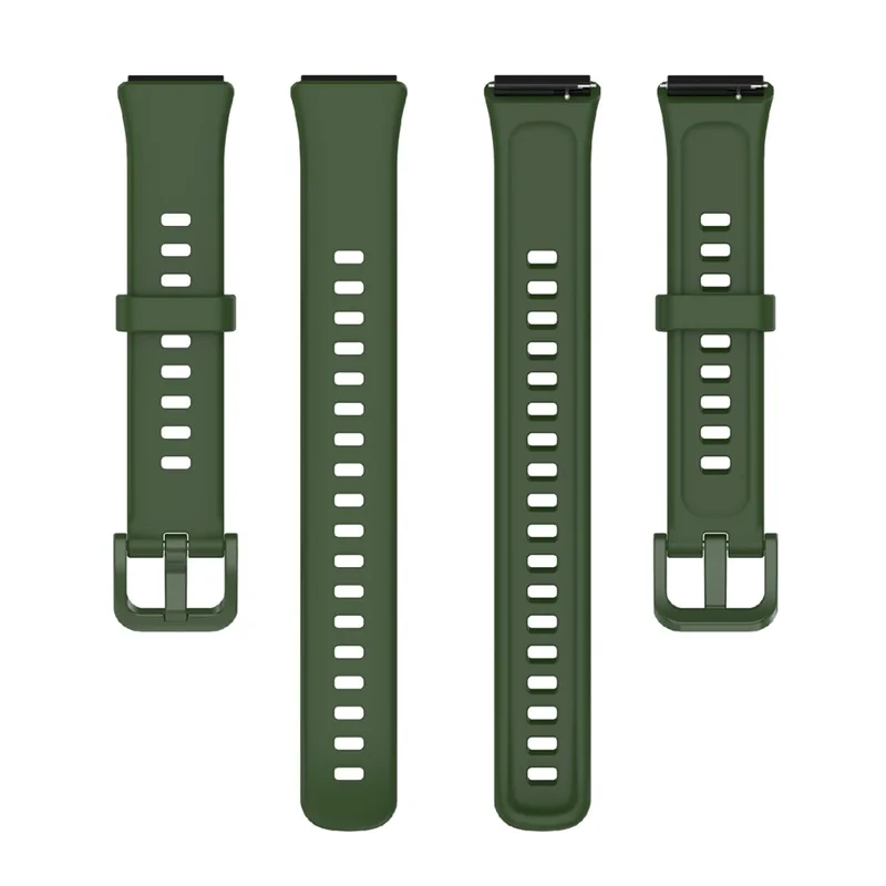 For Huawei Band 7 Silicone Watch Band Solid Color Replacement Strap - Army Green