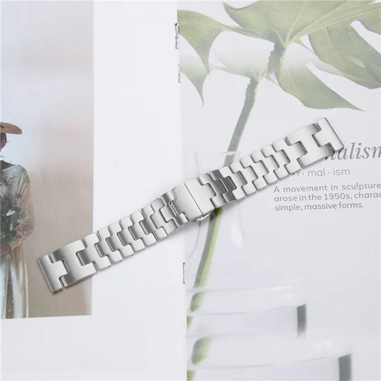 For Samsung Galaxy Watch 46mm Replacement Strap H-Type Butterfly Clasp Stainless Steel Watch Band Silver