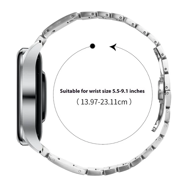For Samsung Galaxy Watch 46mm Replacement Strap H-Type Butterfly Clasp Stainless Steel Watch Band Silver