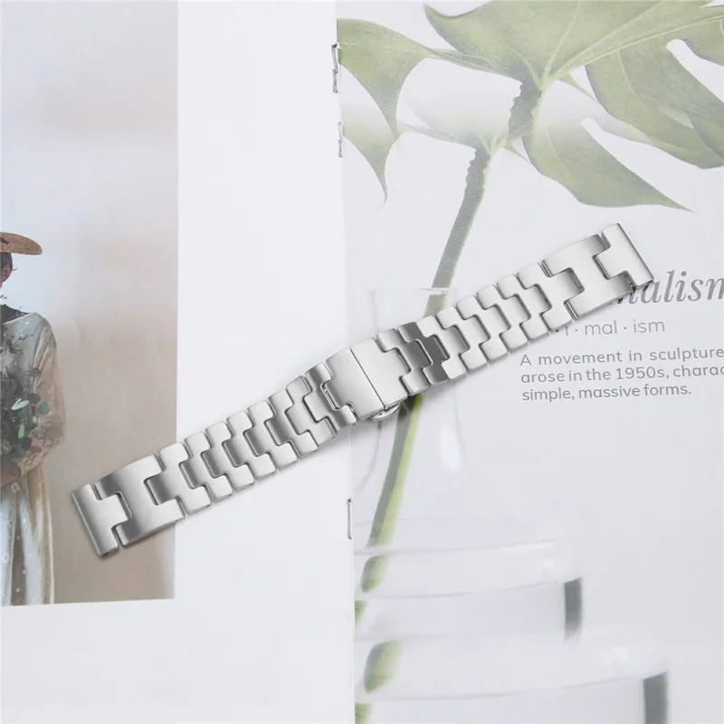 For Huawei Watch 4 Pro  /  Watch 4 Replacement Strap H-Type Butterfly Clasp Stainless Steel Watch Band Silver