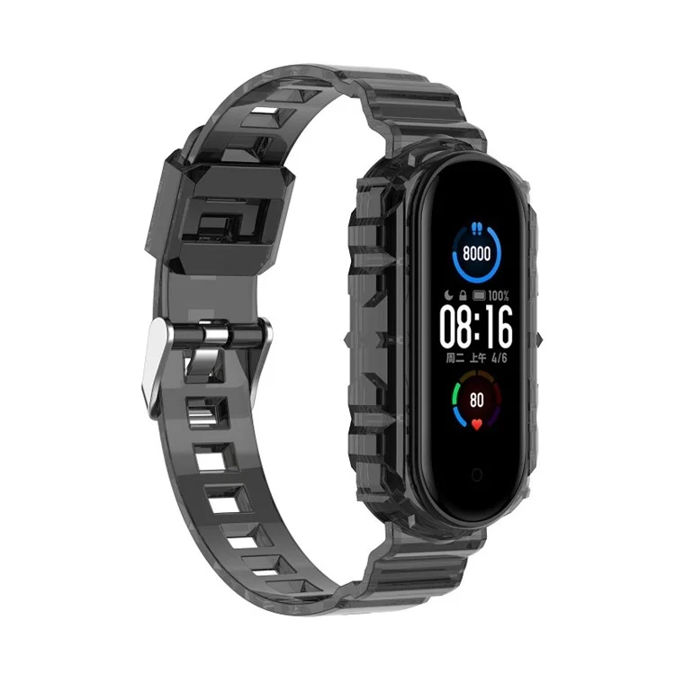 Transparentes TPU-Armbandband Integriertes Armband-Ersatz Für Xiaomi-Band 5/6 - Schwarz