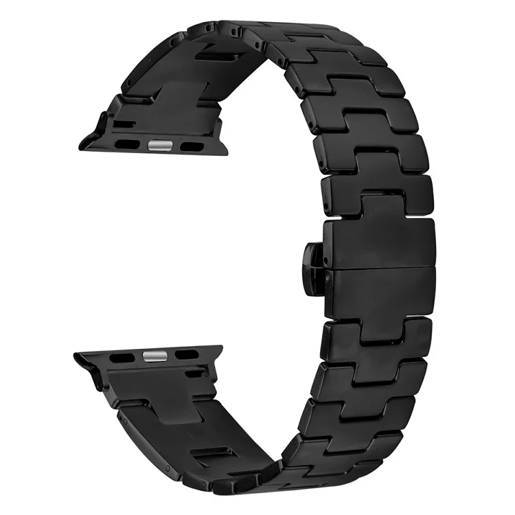 Ersatzarmband für Apple Watch Series 10 Ultra 9 8 7 SE 6 5 4 3 2 1 46mm 49mm 45mm 44mm 42mm H-Typ Metallarmband - Schwarz