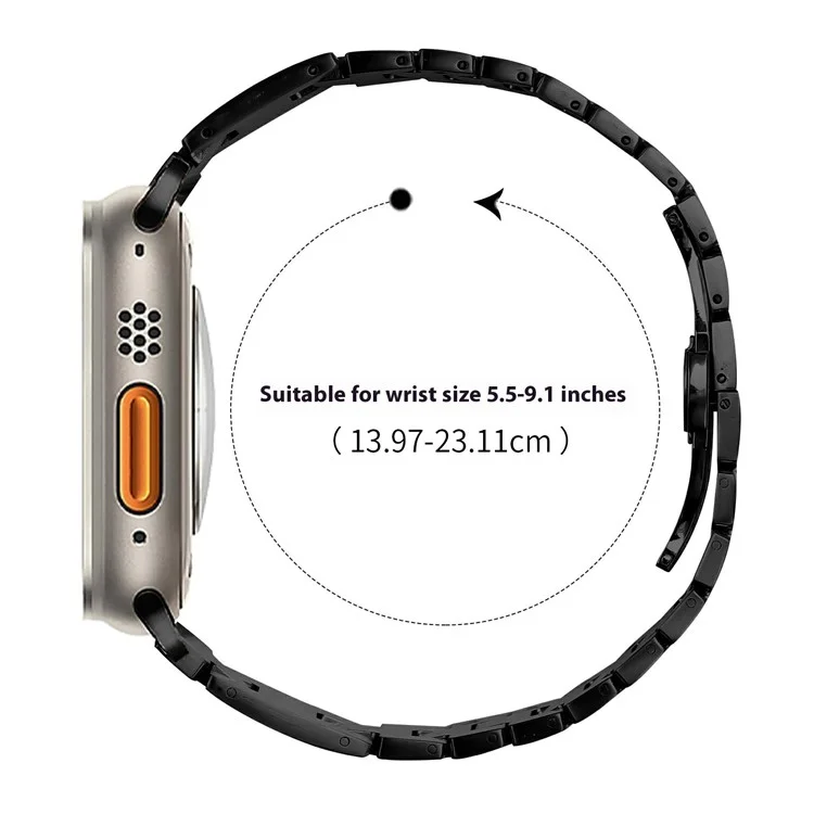 Ersatzarmband für Apple Watch Series 10 Ultra 9 8 7 SE 6 5 4 3 2 1 46mm 49mm 45mm 44mm 42mm H-Typ Metallarmband - Schwarz