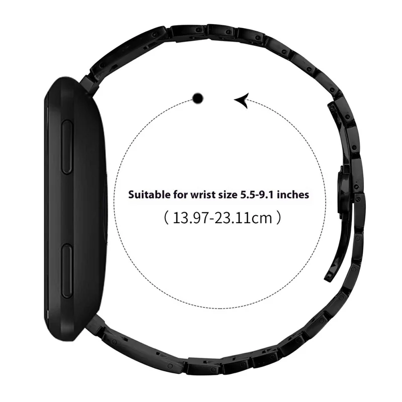 For Fitbit Versa / Versa Lite / Versa 2 Replacement Strap H Type Metal Watch Band - Black