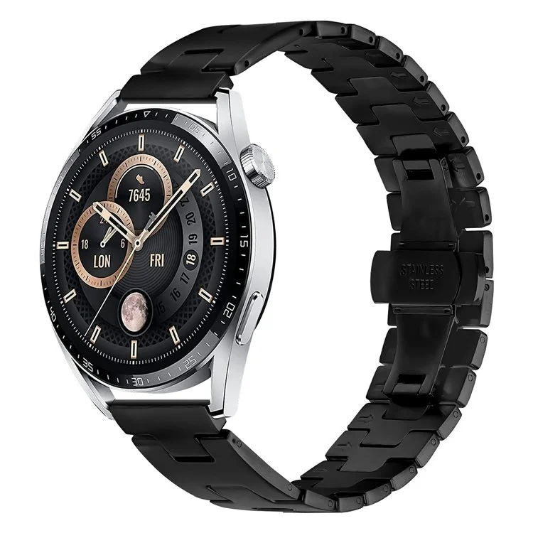 For Samsung Galaxy Watch 46mm Replacement Strap H Type Metal Watch Band - Black
