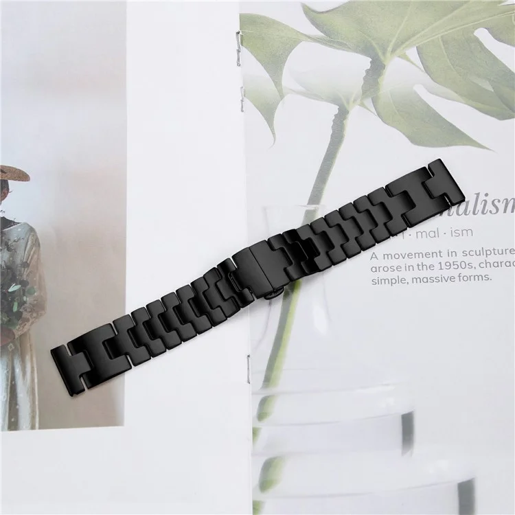 For Samsung Galaxy Watch 46mm Replacement Strap H Type Metal Watch Band - Black
