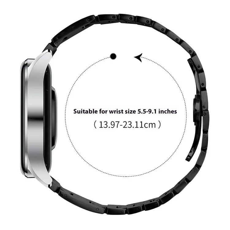 For Samsung Galaxy Watch 46mm Replacement Strap H Type Metal Watch Band - Black