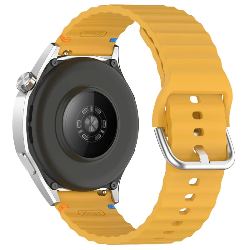 22mm Silicone Band for Samsung Galaxy Watch 46mm  /  Watch3 45mm  /  Gear S3 Classic  /  Gear S3 Frontier Wave Design Watch Strap - Yellow