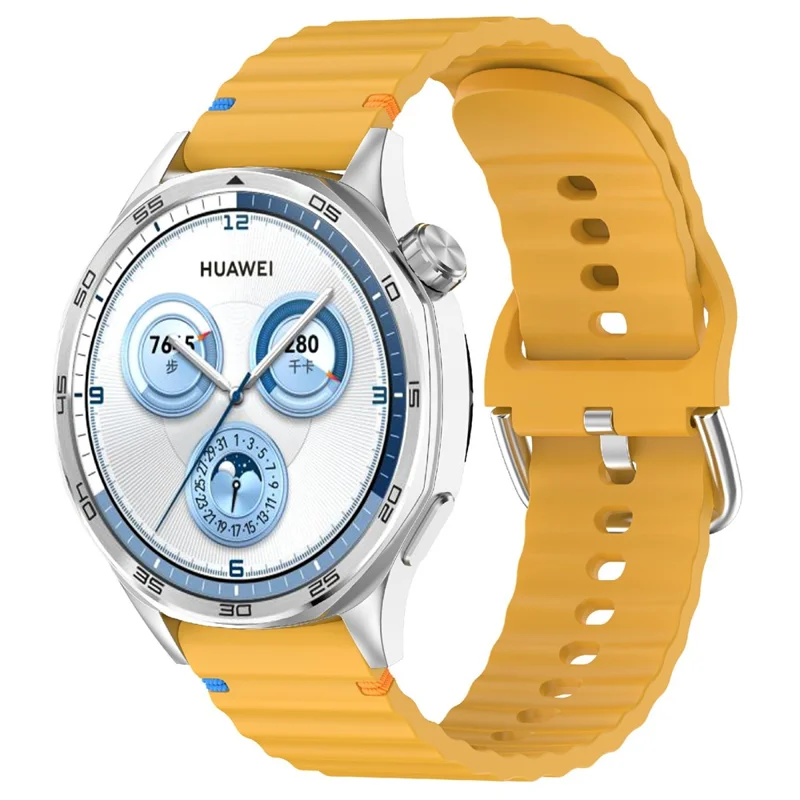 22mm Silicone Band for Samsung Galaxy Watch 46mm  /  Watch3 45mm  /  Gear S3 Classic  /  Gear S3 Frontier Wave Design Watch Strap - Yellow