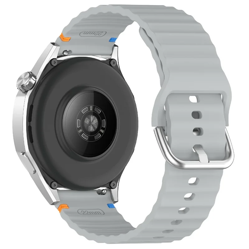 22mm Silicone Band for Samsung Galaxy Watch 46mm  /  Watch3 45mm  /  Gear S3 Classic  /  Gear S3 Frontier Wave Design Watch Strap - Grey