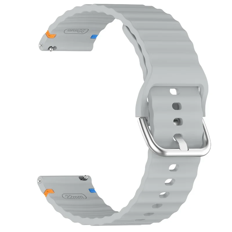 22mm Silicone Band for Samsung Galaxy Watch 46mm  /  Watch3 45mm  /  Gear S3 Classic  /  Gear S3 Frontier Wave Design Watch Strap - Grey