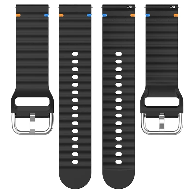 22mm Silicone Band for Samsung Galaxy Watch 46mm  /  Watch3 45mm  /  Gear S3 Classic  /  Gear S3 Frontier Wave Design Watch Strap - Grey