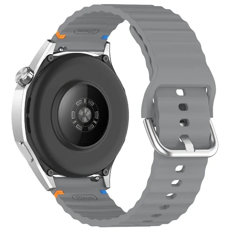 22mm Silicone Band for Samsung Galaxy Watch 46mm  /  Watch3 45mm  /  Gear S3 Classic  /  Gear S3 Frontier Wave Design Watch Strap - Dark Grey