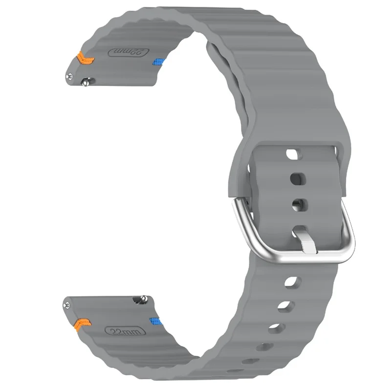 22mm Silicone Band for Samsung Galaxy Watch 46mm  /  Watch3 45mm  /  Gear S3 Classic  /  Gear S3 Frontier Wave Design Watch Strap - Dark Grey