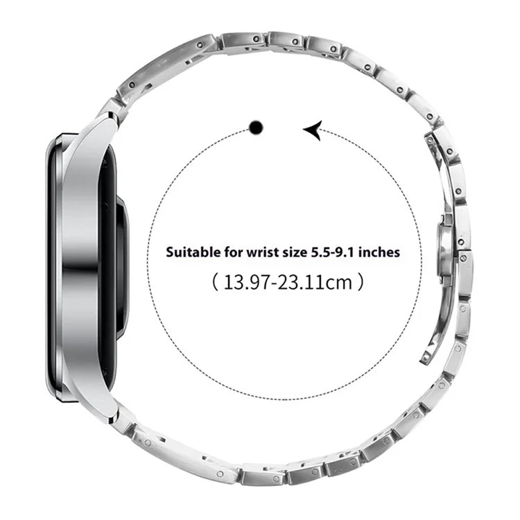 Pulseira de Substituição para Huawei Watch GT Runner Tipo H com Fecho Borboleta em Aço Inoxidável - Prata