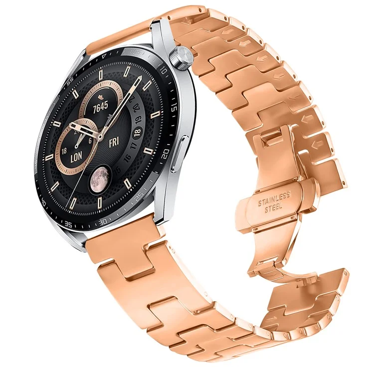 For Huawei Watch GT 2 Pro Replacement Strap H Type Metal Watch Band - Rose Gold