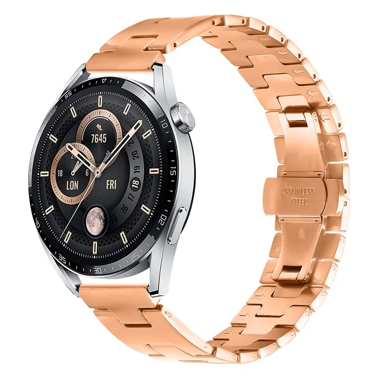 For Huawei Watch GT 2 Pro Replacement Strap H Type Metal Watch Band - Rose Gold