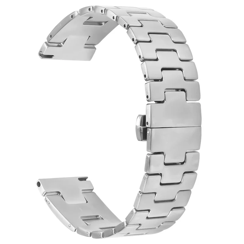 For Honor MagicWatch 2 46mm Replacement Strap H-Type Butterfly Clasp Stainless Steel Watch Band Silver