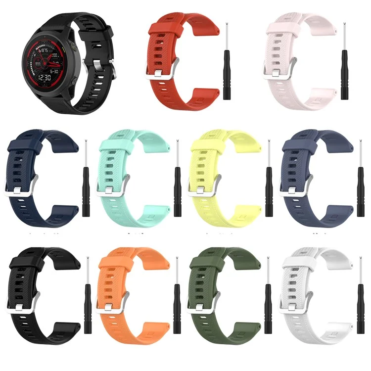 Solid Color Silicone Replacement Watch Strap for Garmin Forerunner 745 - Orange