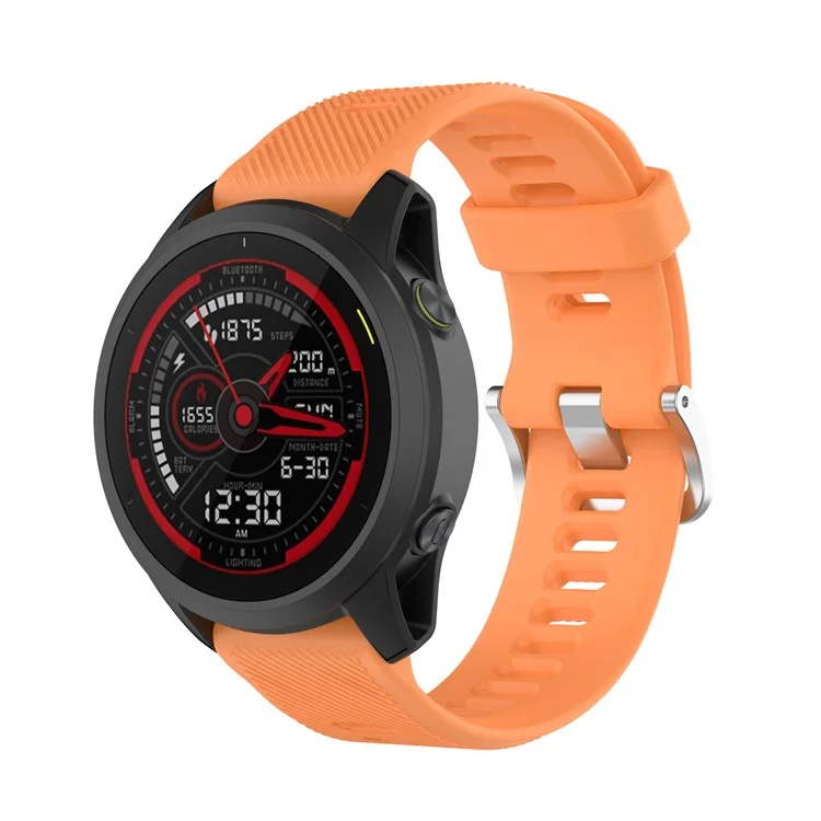 Solid Color Silicone Replacement Watch Strap for Garmin Forerunner 745 - Orange