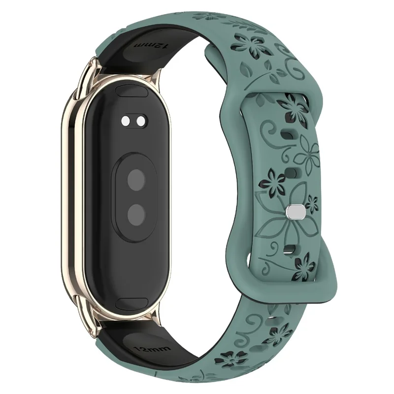 حزام سيليكون مزخرف مزدوج اللون لساعة شاومي الذكية 9 / 8، حزام بديل - أخضر + أسود
