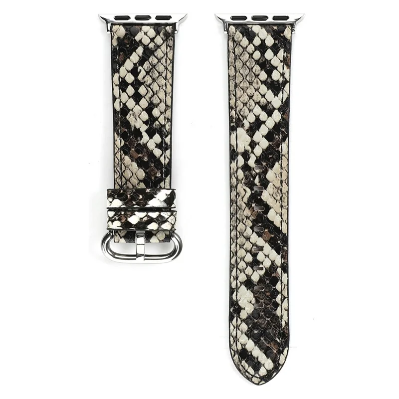 Leather Watch Strap for Apple Watch Series 10 Ultra 9 8 7 SE 6 5 4 3 2 1 46mm 49mm 45mm 44mm 42mm Snakeskin Print Wrist Band - Grey