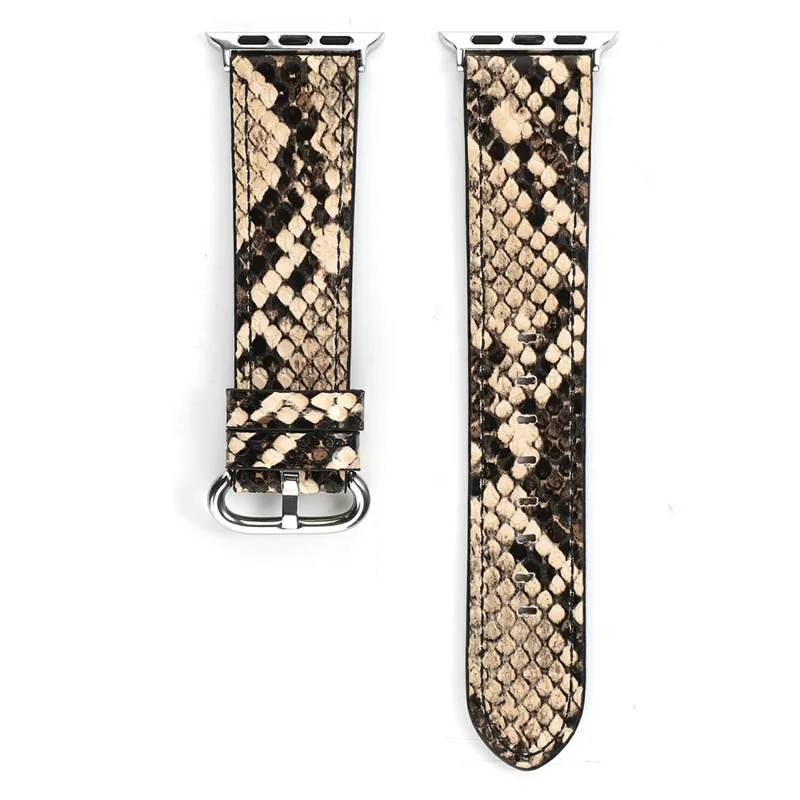 Leather Watch Strap for Apple Watch Series 10 Ultra 9 8 7 SE 6 5 4 3 2 1 46mm 49mm 45mm 44mm 42mm Snakeskin Print Wrist Band - Khaki