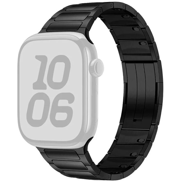 Bracelet pour Apple Watch Series 10 9 8 7 SE 6 5 4 3 2 1 42mm 41mm 40mm 38mm - Bracelet de montre en acier inoxydable à un rang - Noir