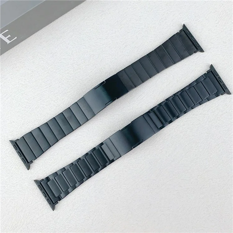 Bracelet pour Apple Watch Series 10 9 8 7 SE 6 5 4 3 2 1 42mm 41mm 40mm 38mm - Bracelet de montre en acier inoxydable à un rang - Noir