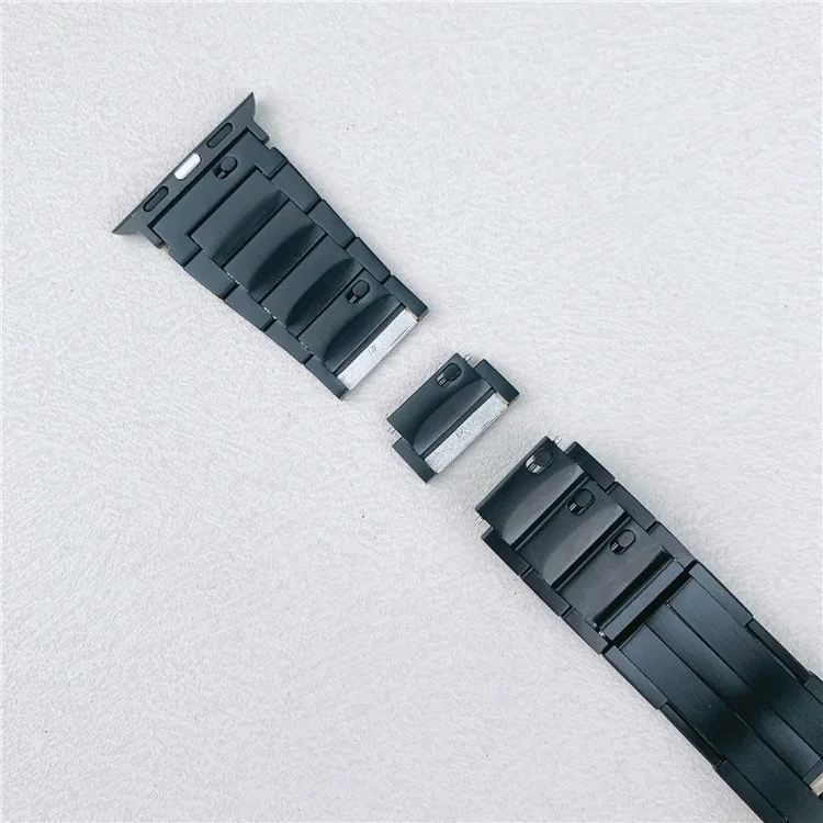 Bracelet pour Apple Watch Series 10 9 8 7 SE 6 5 4 3 2 1 42mm 41mm 40mm 38mm - Bracelet de montre en acier inoxydable à un rang - Noir