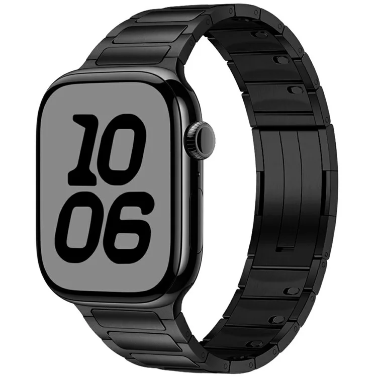 Bracelet pour Apple Watch Series 10 9 8 7 SE 6 5 4 3 2 1 42mm 41mm 40mm 38mm - Bracelet de montre en acier inoxydable à un rang - Noir