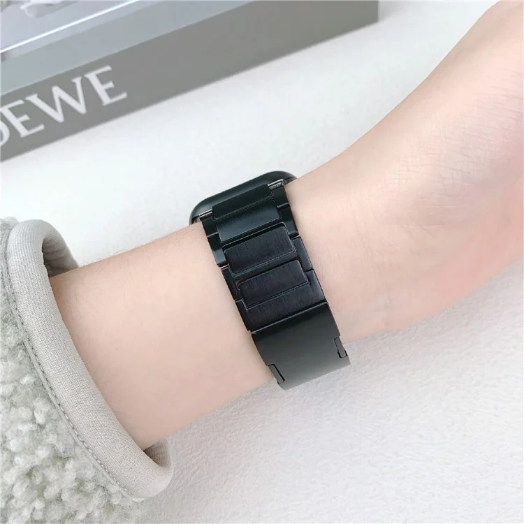 Bracelet pour Apple Watch Series 10 9 8 7 SE 6 5 4 3 2 1 42mm 41mm 40mm 38mm - Bracelet de montre en acier inoxydable à un rang - Noir