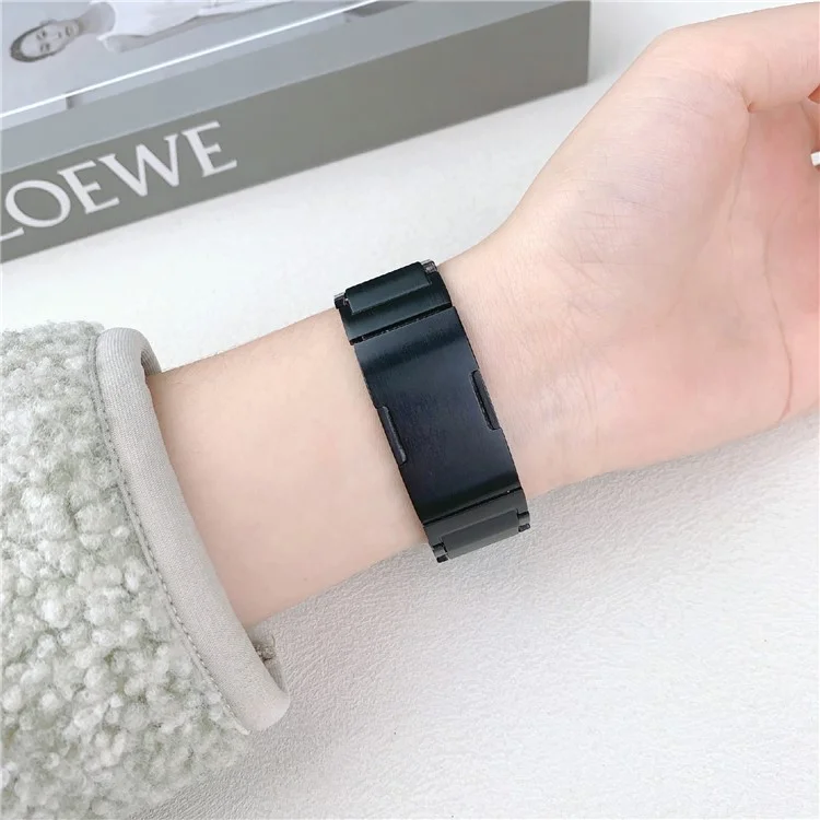 Bracelet pour Apple Watch Series 10 9 8 7 SE 6 5 4 3 2 1 42mm 41mm 40mm 38mm - Bracelet de montre en acier inoxydable à un rang - Noir