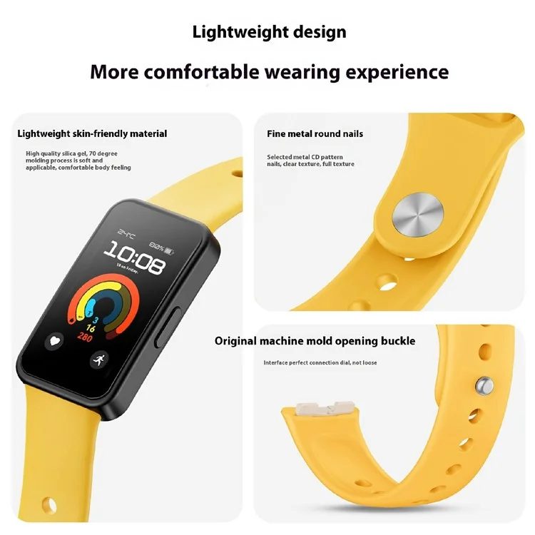 Silicone Wristband for Huawei Band 10 / Band 9 NFC / 9 / 8 NFC / 8 Replacement Adjustable Watch Strap - Yellow
