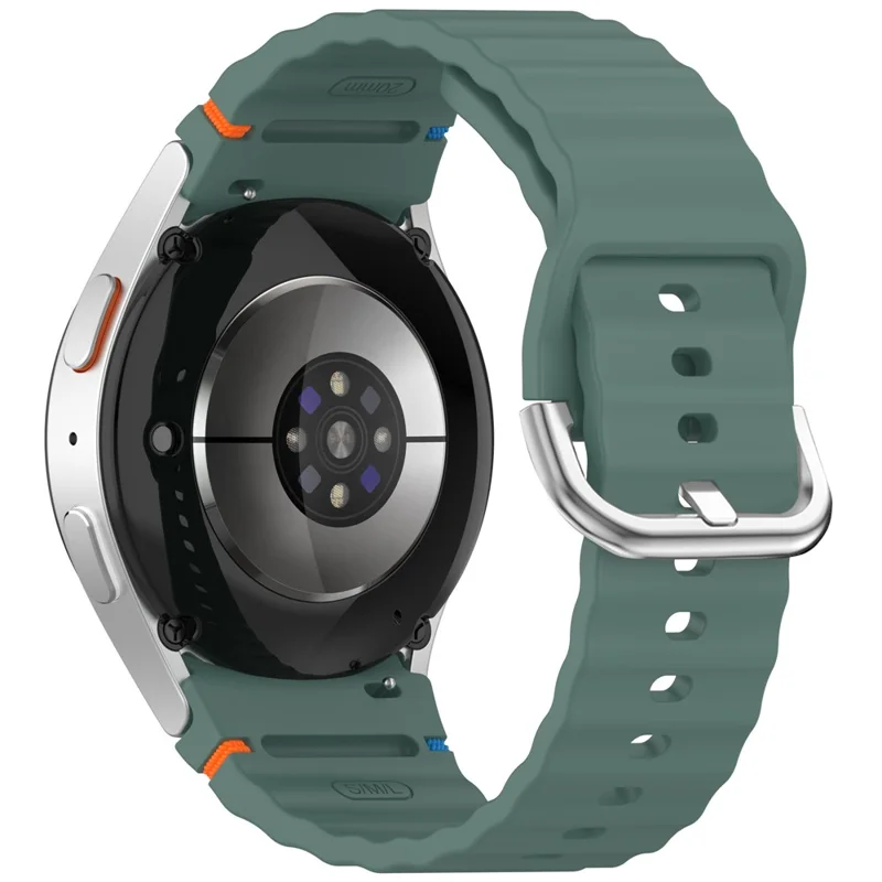 Silicone Strap for Samsung Galaxy Watch7 / 6 / 5 Pro / 5 Watch Band Wave Design with Silver Metal Buckle - Olive Green