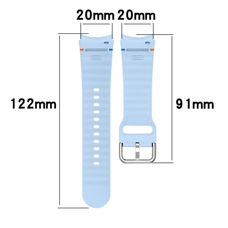 Silicone Strap for Samsung Galaxy Watch7 / 6 / 5 Pro / 5 Watch Band Wave Design with Silver Metal Buckle - Olive Green
