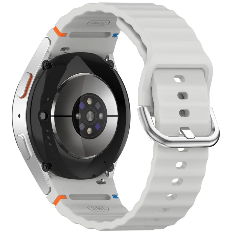 Silicone Strap for Samsung Galaxy Watch7 / 6 / 5 Pro / 5 Watch Band Wave Design with Silver Metal Buckle - Light Grey