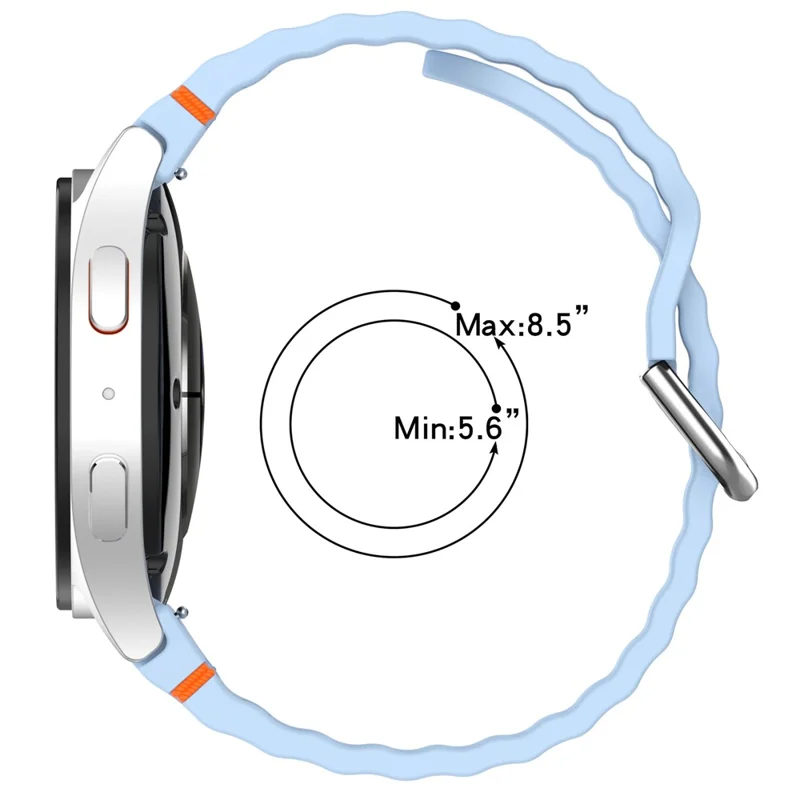 Silikon Armband für Samsung Galaxy Watch7 / 6 / 5 Pro / 5 Uhrenband Wellendesign mit silberner Metallschnalle - Mitternachtsblau